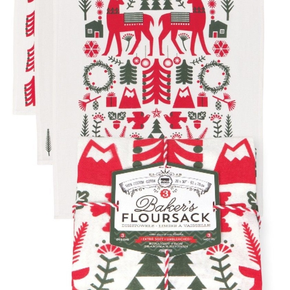Now Designs Yuletide Baker's Tea Towels Set/3 NWT